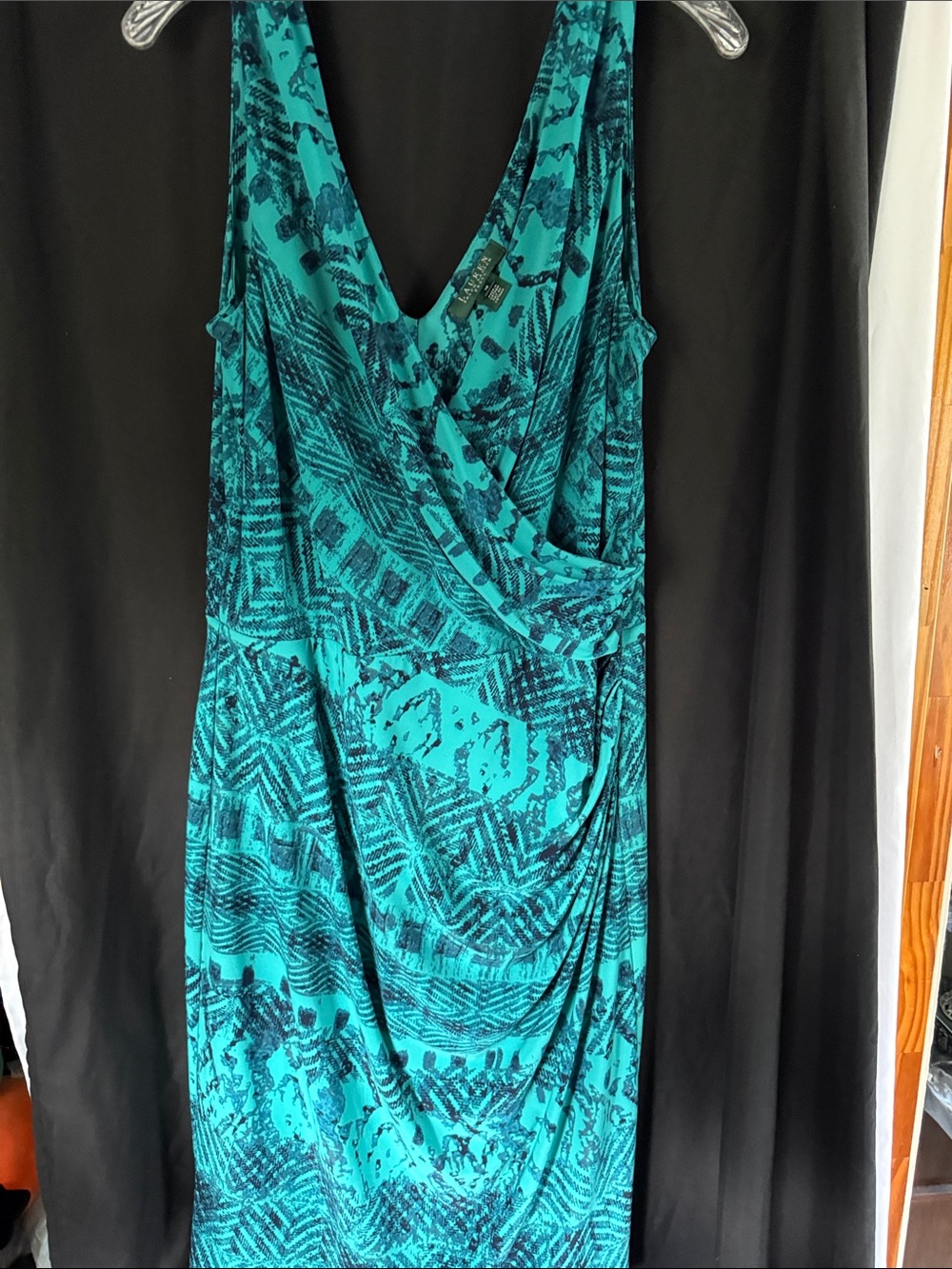 Lauren Ralph Lauren Teal & Black Draped Dress